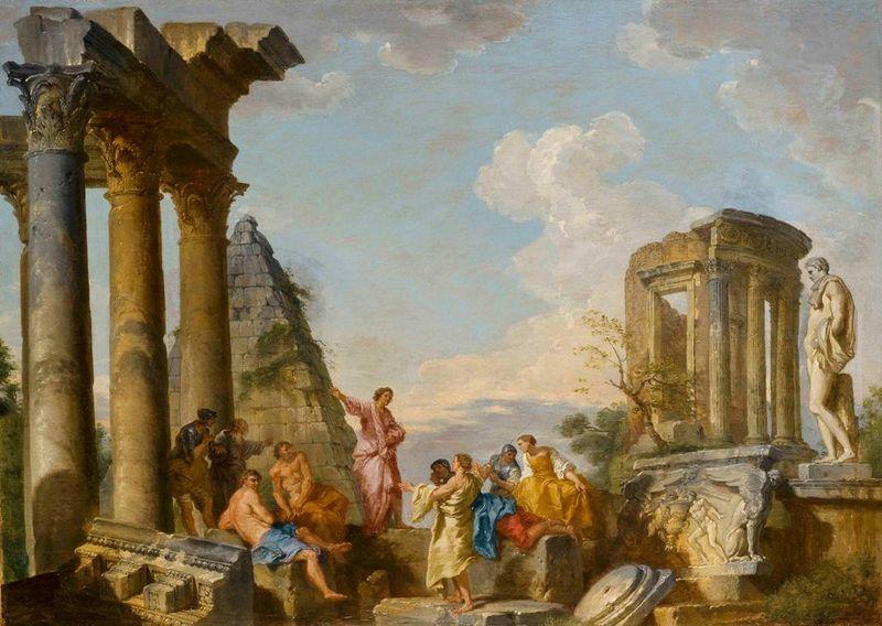 Giovanni Paolo Panini Architectural Capriccio with an Apostle Preaching Germany oil painting art